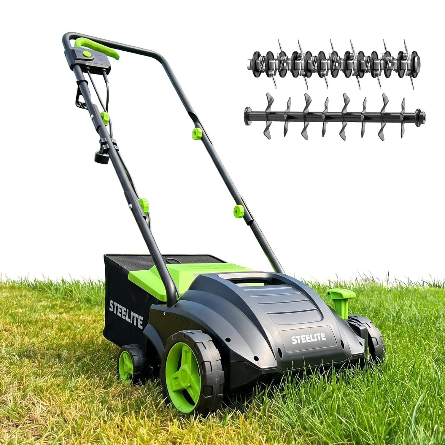 STEELITE 13-Inch 2-in-1 Electric Dethatcher & Scarifier