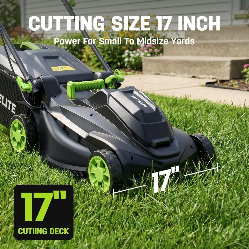 STEELITE 40V 17-Inch Cordless Electric Lawn Mower for Small and Medium Yards